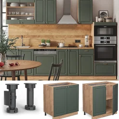 Vicco Meuble bas de cuisine Vert Or Campagne 80cm avec étagère, sans PT