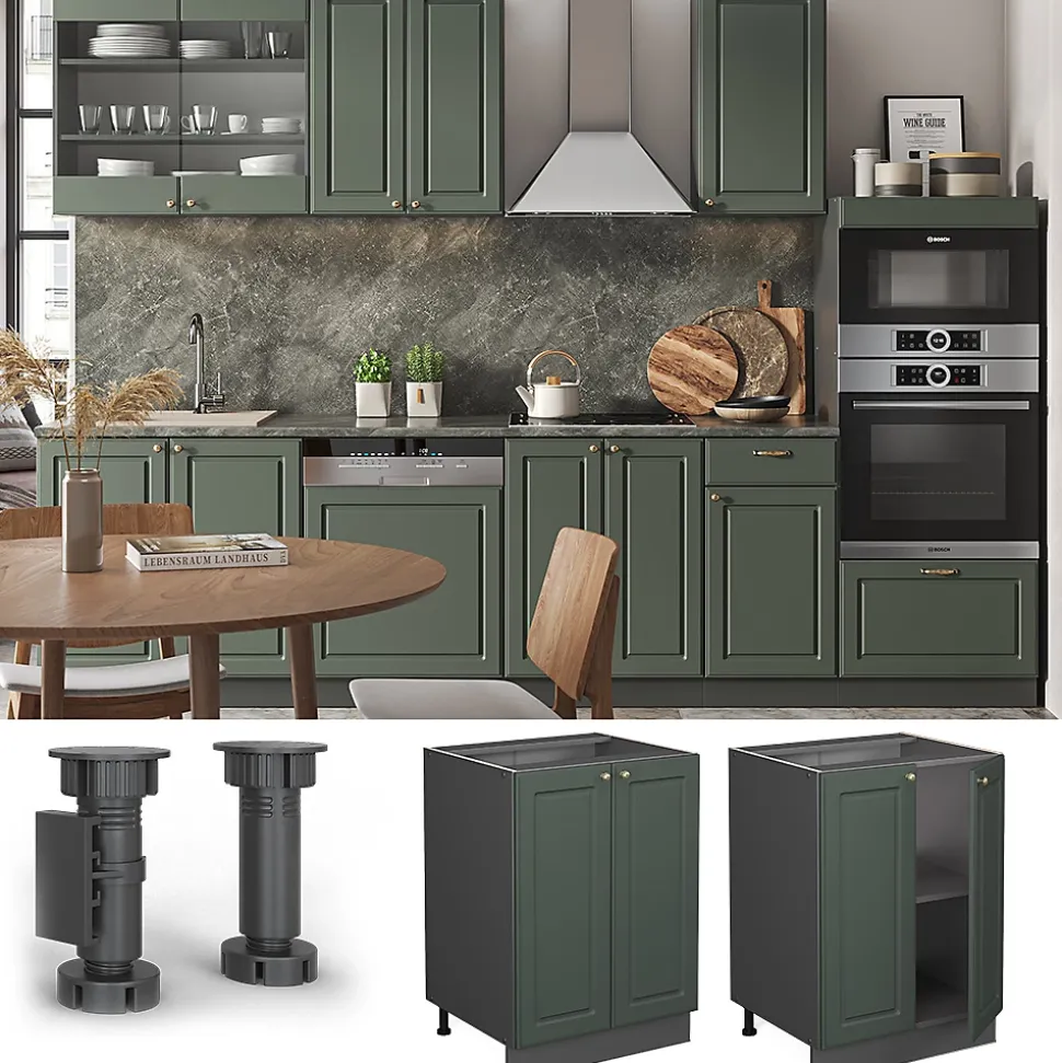 Vicco Meuble bas de cuisine Vert Or Campagne 60cm sans PT