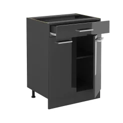 Vicco Meuble bas de cuisine Anthracite Haute brillance 60cm PT Marbre