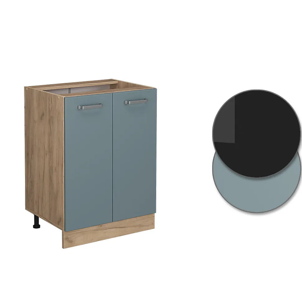 Vicco Meuble bas de cuisine Bleu-gris 60cm sans PT