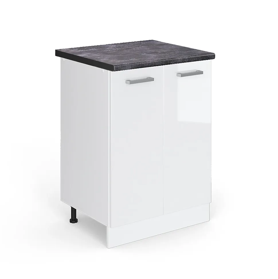 Vicco Meuble bas de cuisine Blanc Haute brillance 60cm , PT Anthracite