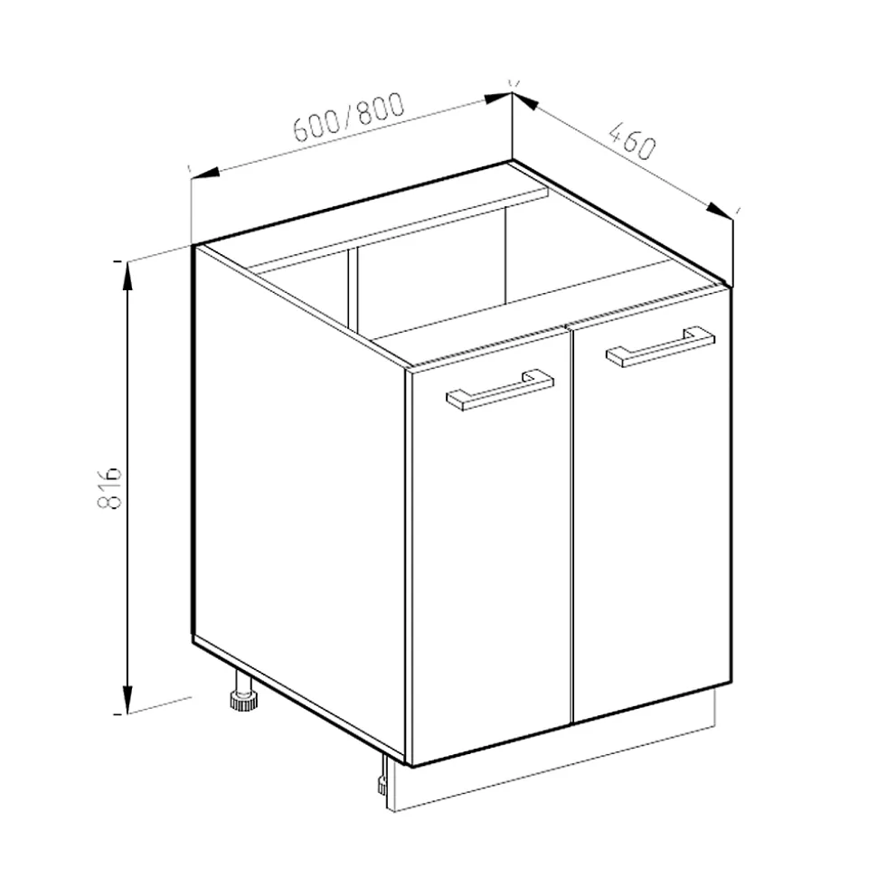 Vicco Meuble bas de cuisine Blanc Haute brillance 60cm , PT Anthracite