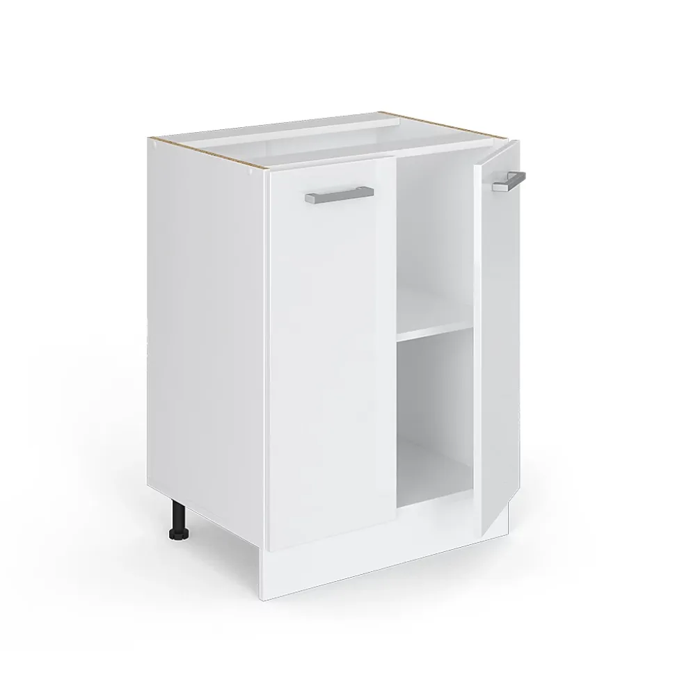 Vicco Meuble bas de cuisine Blanc Haute brillance 60cm , PT Anthracite