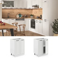Vicco Meuble bas de cuisine Blanc campagne 60cm sans PT