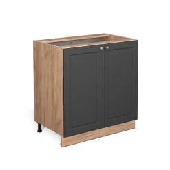 Vicco Meuble bas de cuisine Anthracite-or 80cm avec étagère, sans PT