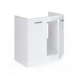 Vicco Meuble bas sous-évier Blanc Haute brillance 80cm , PT Anthracite
