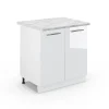 Vicco Meuble bas sous-évier Blanc Haute brillance 80cm , PT Marbre
