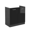 Vicco Meuble bas sous-évier Noir Haute brillance 80cm sans PT