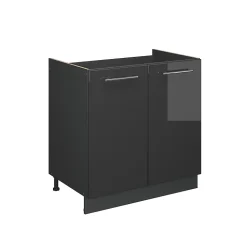 Vicco Meuble bas sous-évier Anthracite Haute brillance 80cm , PT Marbre