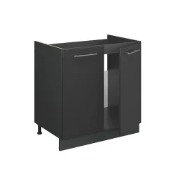 Vicco Meuble bas sous-évier Anthracite Haute brillance 80cm , PT Marbre