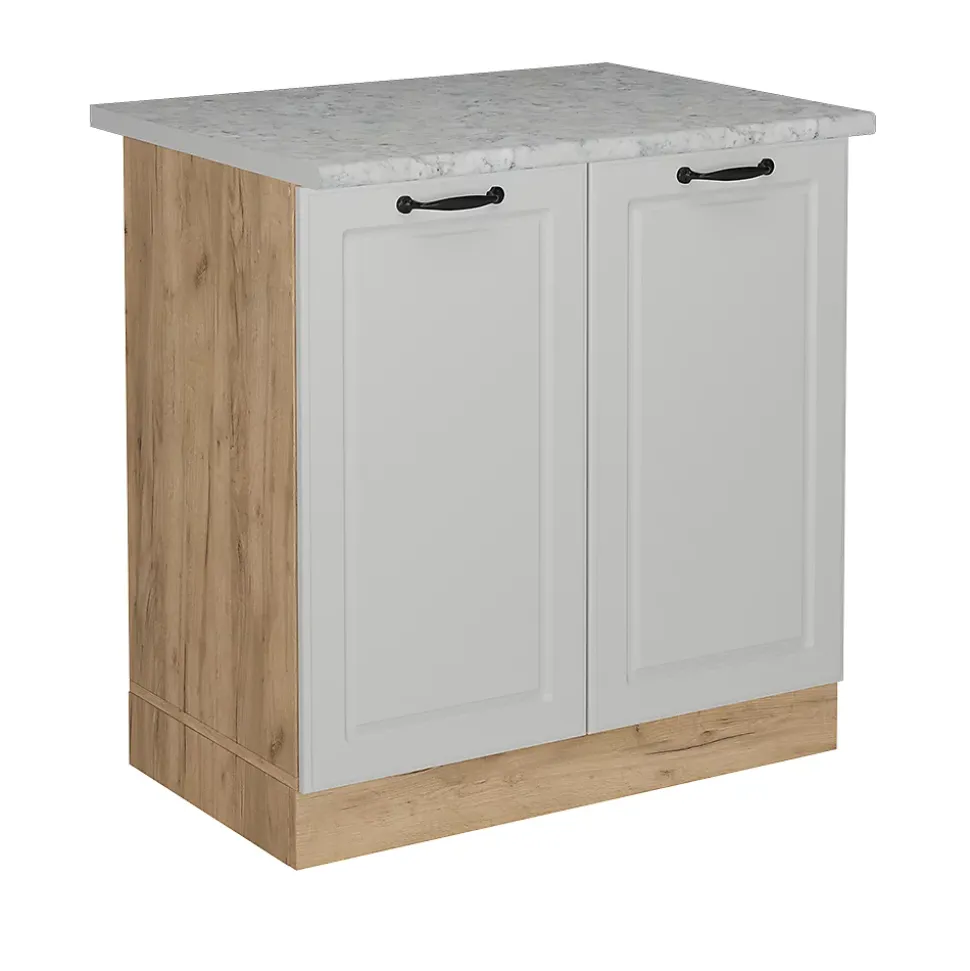 Vicco Meuble bas sous-évier Blanc campagne 80cm PT Marbre