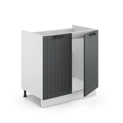 Vicco Meuble bas sous-évier Anthracite campagne 80cm , PT Chêne