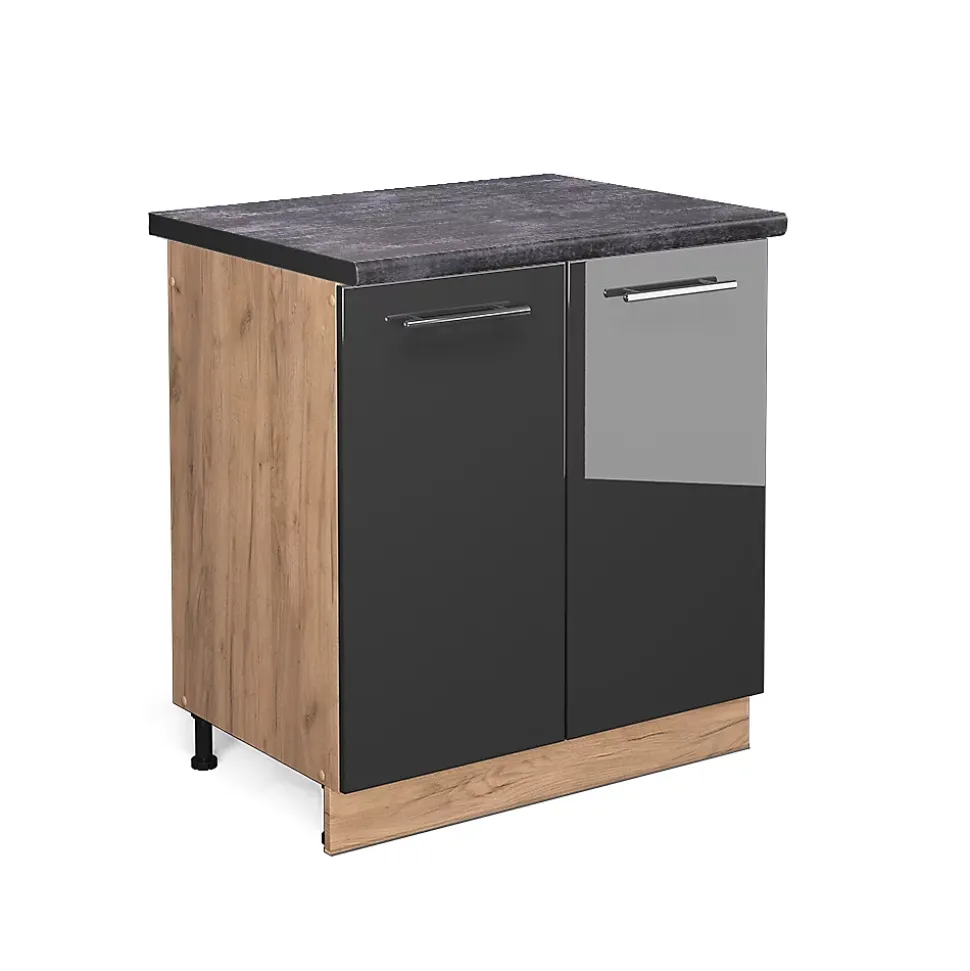 Vicco Meuble bas sous-évier Anthracite Haute brillance 80cm , PT Anthracite