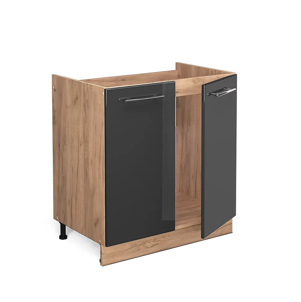 Vicco Meuble bas sous-évier Anthracite Haute brillance 80cm , PT Anthracite