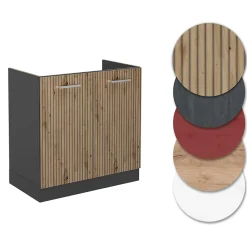 Vicco Meuble bas sous-évier Chêne Artisan 80cm , PT Marbre