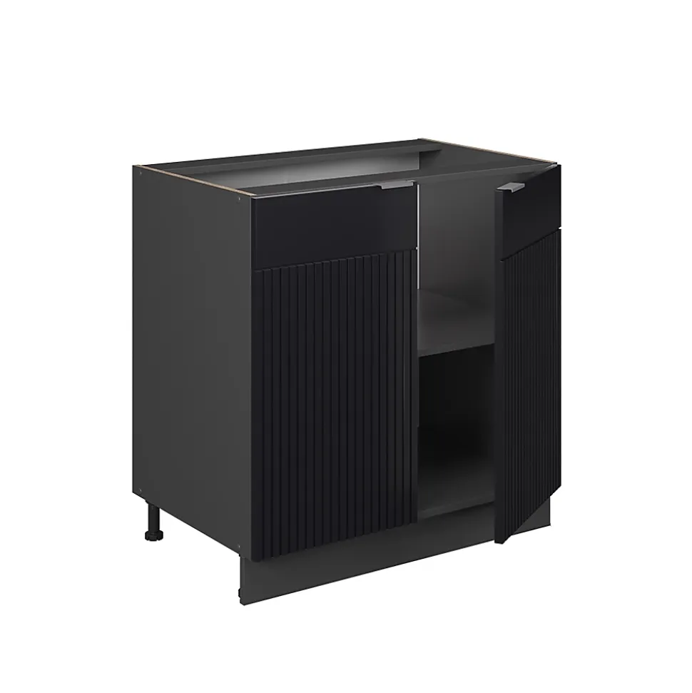 Vicco Meuble bas sous-évier Noir rayé 80cm avec étagère, PT Anthracite