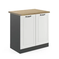 Vicco Meuble bas sous-évier Blanc campagne 80cm , PT Chêne