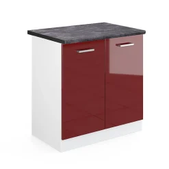 Vicco Meuble bas sous-évier Rouge brillant 80cm , PT Anthracite
