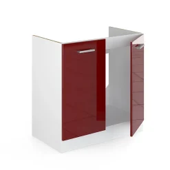 Vicco Meuble bas sous-évier Rouge brillant 80cm , PT Anthracite