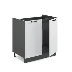 Vicco Meuble bas sous-évier Blanc campagne 80cm , PT Chêne