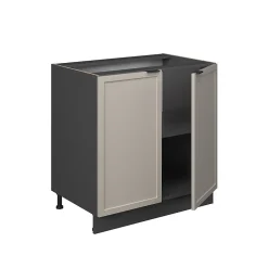 Vicco Meuble bas sous-évier GrisBeige 80cm avec étagère, PT Marbre