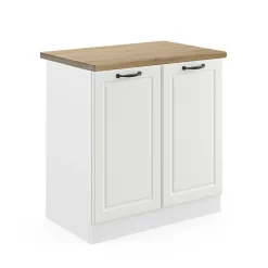 Vicco Meuble bas sous-évier Blanc campagne 80cm , PT Chêne