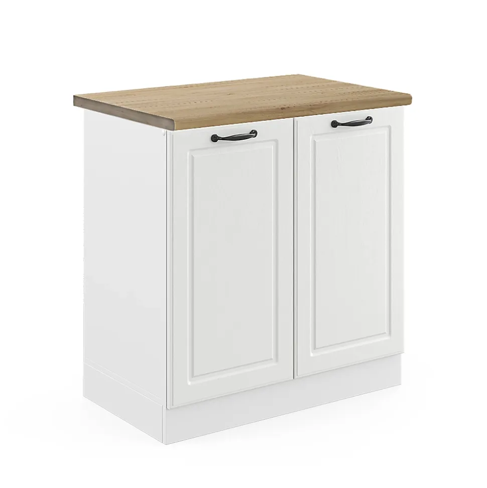 Vicco Meuble bas sous-évier Blanc campagne 80cm , PT Chêne