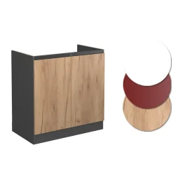 Vicco Meuble bas sous-évier Chêne de force doré 80cm AP Marbre