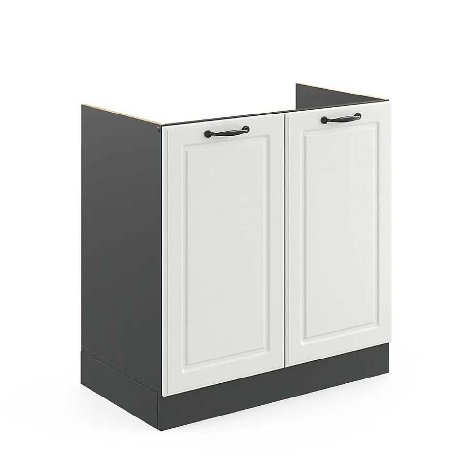 Vicco Meuble bas sous-évier Blanc campagne 80cm sans PT