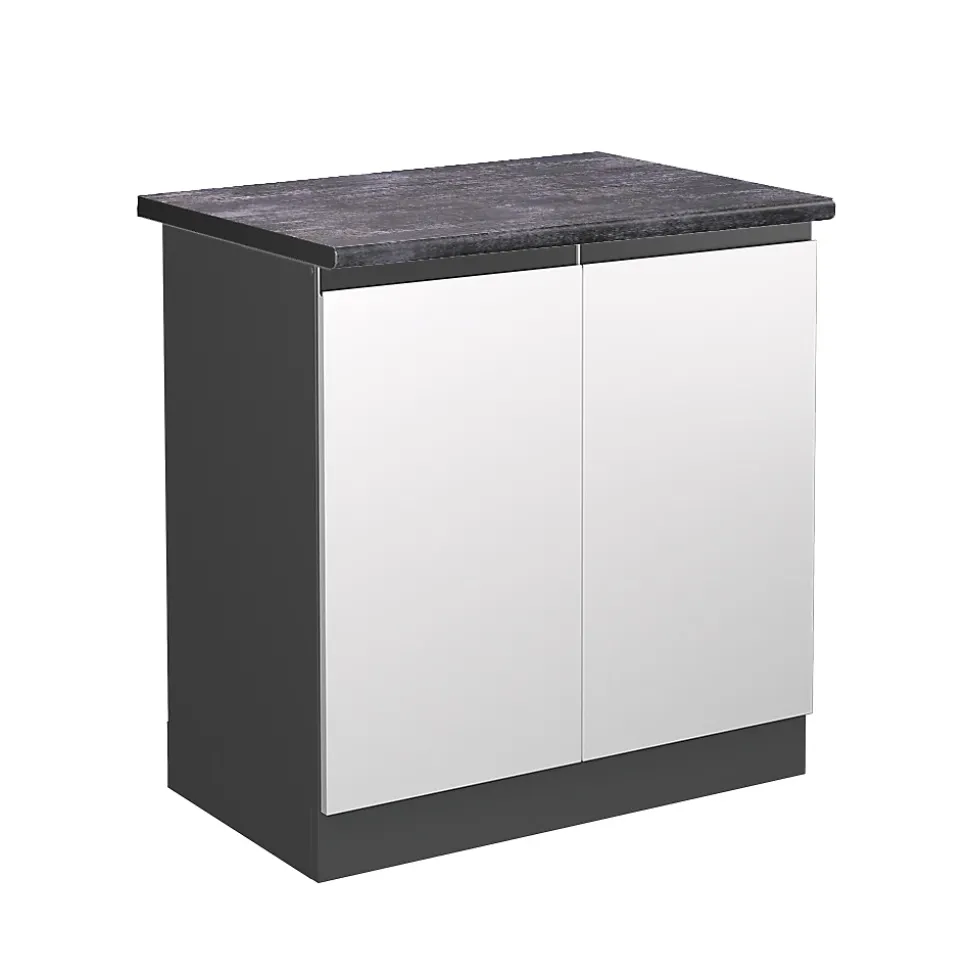 Vicco Meuble bas sous-évier Blanc 80cm , PT Anthracite