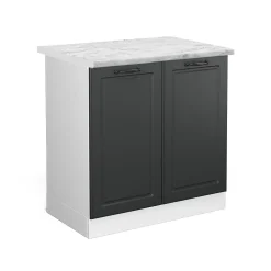Vicco Meuble bas sous-évier Anthracite campagne 80cm , PT Marbre
