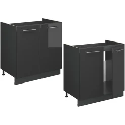 Vicco Meuble bas sous-évier Anthracite Haute brillance 80cm , PT Anthracite