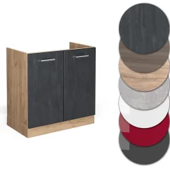 Vicco Meuble bas sous-évier Béton noir 80cm sans PT