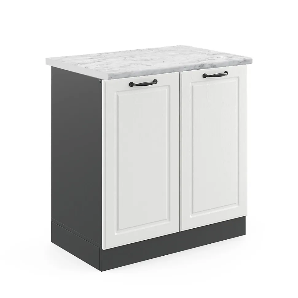 Vicco Meuble bas sous-évier Blanc campagne 80cm , PT Marbre