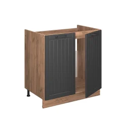 Vicco Meuble bas sous-évier Gris foncé 80cm , PT Marbre