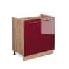 Vicco Meuble bas sous-évier Rouge bordeaux Haute brillance 80cm sans PT