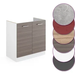 Vicco Meuble bas sous-évier Gris 80cm sans PT