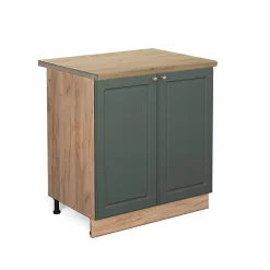 Vicco Meuble bas sous-évier Vert Or Campagne 80cm , PT Chêne