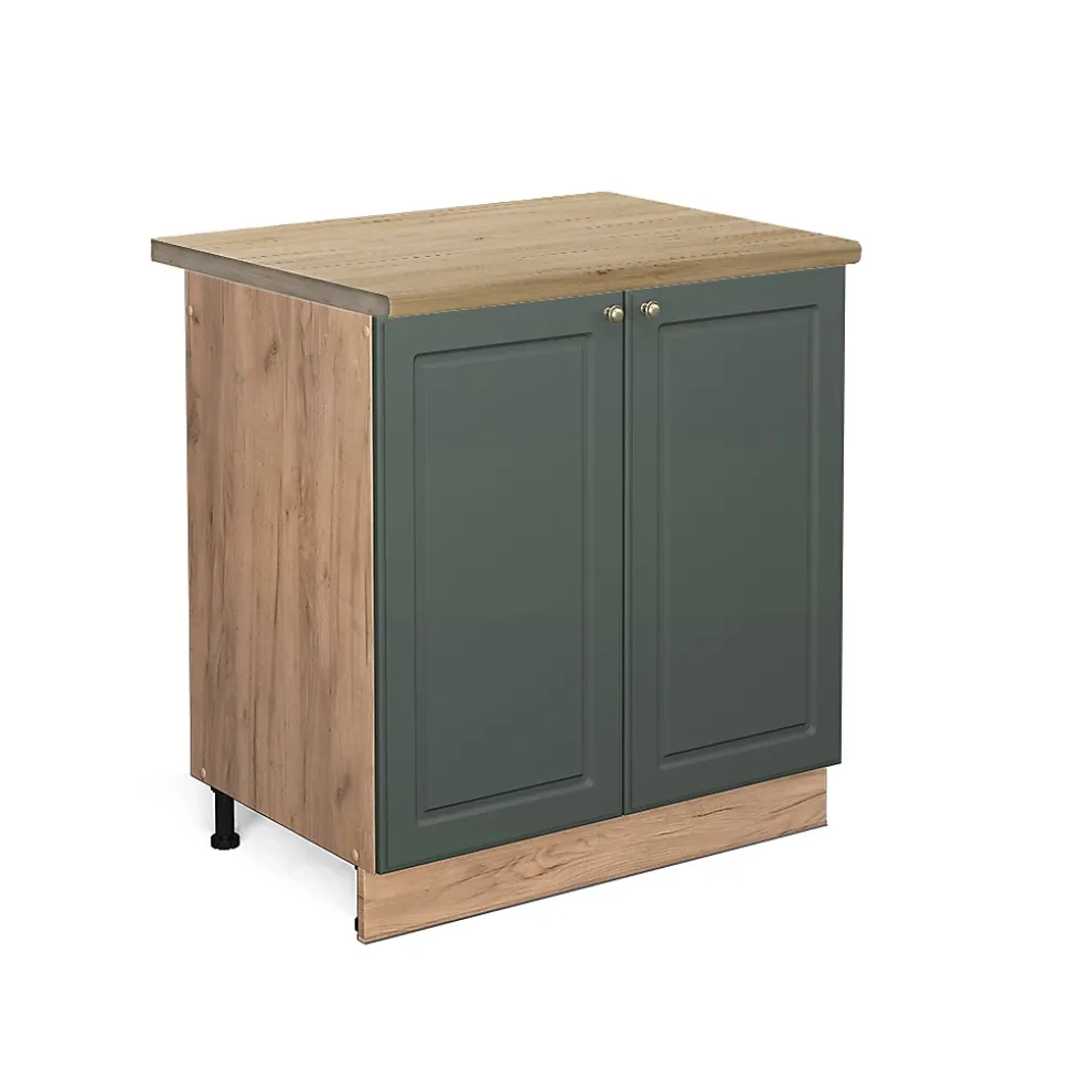 Vicco Meuble bas sous-évier Vert Or Campagne 80cm , PT Chêne