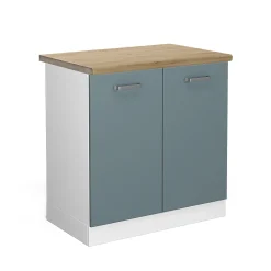 Vicco Meuble bas sous-évier Bleu-gris 80cm , PT Chêne