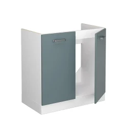 Vicco Meuble bas sous-évier Bleu-gris 80cm , PT Chêne