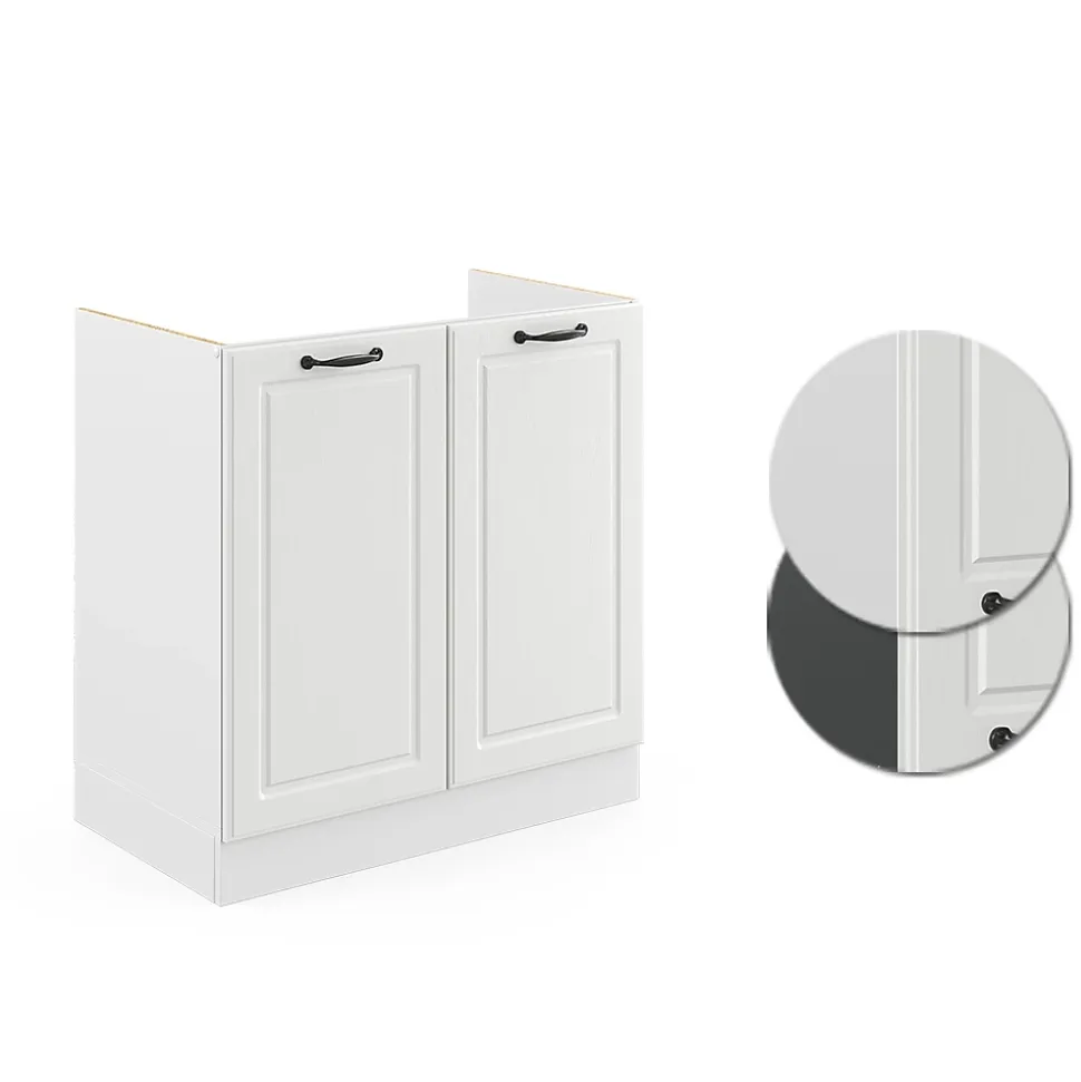 Vicco Meuble bas sous-évier Blanc campagne 80cm sans PT