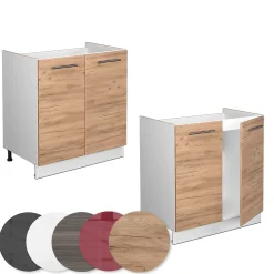 Vicco Meuble bas sous-évier Chêne de force doré 80cm sans PT