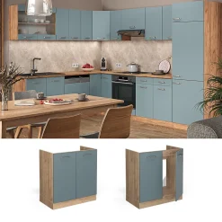 Vicco Meuble bas sous-évier Bleu-gris 80cm sans PT