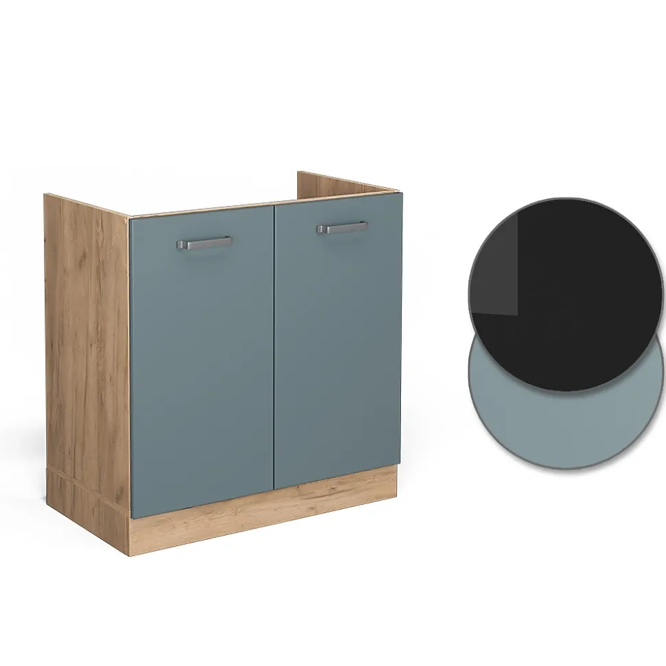 Vicco Meuble bas sous-évier Bleu-gris 80cm sans PT