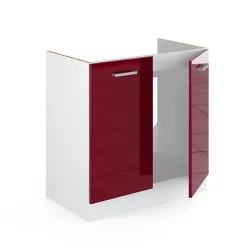 Vicco Meuble bas sous-évier Rouge brillant 80cm sans PT