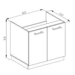 Vicco Meuble bas sous-évier Chêne de force doré 80cm sans PT