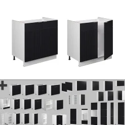 Vicco Meuble bas sous-évier Noir rayé 80cm , PT Anthracite