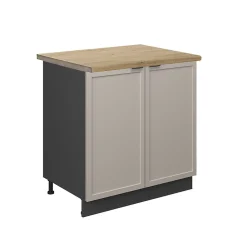 Vicco Meuble bas sous-évier GrisBeige 80cm , PT Chêne