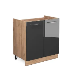 Vicco Meuble bas sous-évier Anthracite Haute brillance 80cm sans PT